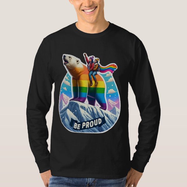 Lebhafter Eisbär Auf dem Berg mit Mädchen T-Shirt (Vorderseite)