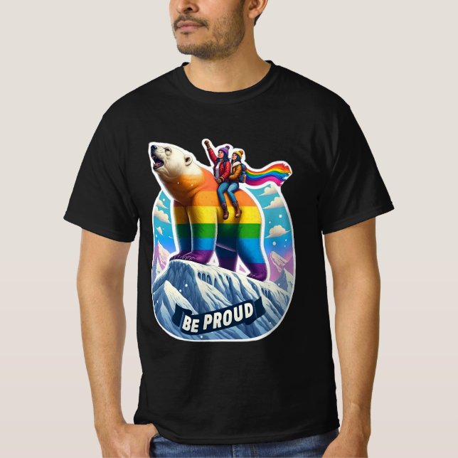 Lebhafter Eisbär Auf dem Berg mit Mädchen T-Shirt (Vorderseite)