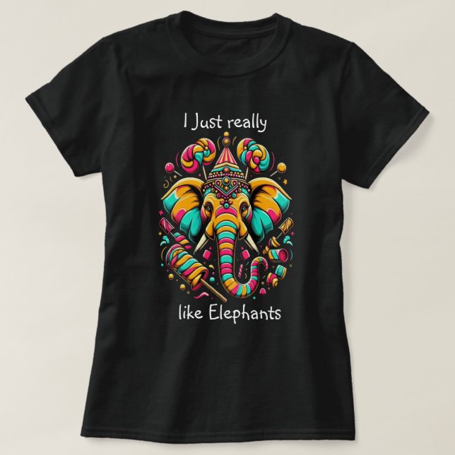 Lebhafter Elefant: Ein farbenprächtiges künstleris T-Shirt (Design vorne)