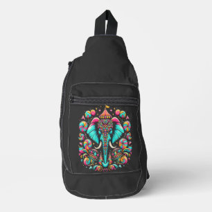 Lebhafter Elefant: Ein farbenprächtiges Meisterwer Crossbody Bag