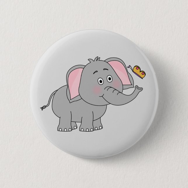 Lebhafter Elefant-Knopf Button (Vorderseite)