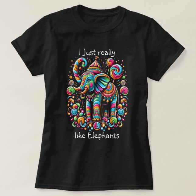 Lebhafter Elefant mit einem Whimsikhut T-Shirt (Design vorne)