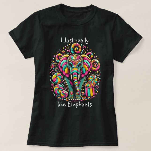 Lebhafter Elefant mit faszinierender Gesichtsfarbe T-Shirt (Design vorne)