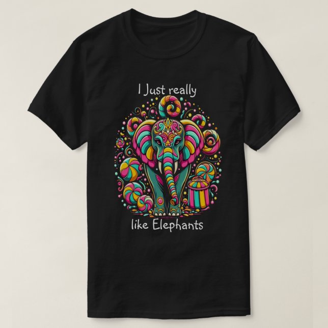 Lebhafter Elefant mit faszinierender Gesichtsfarbe T-Shirt (Design vorne)