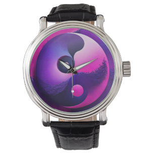 Lebhafter Erleuchtung Farbenfroher Yin Yang Symbol Armbanduhr