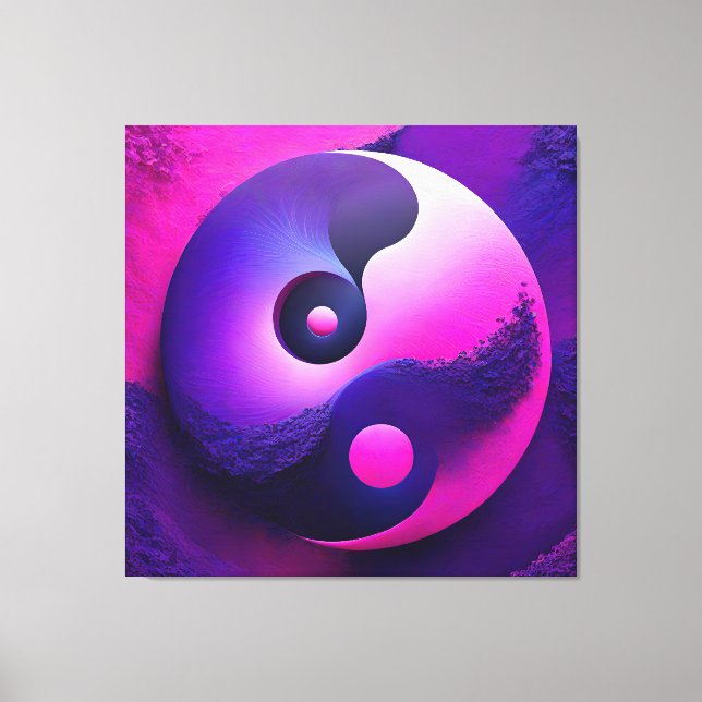 Lebhafter Erleuchtung Farbenfroher Yin Yang Symbol Leinwanddruck (Vorderseite)