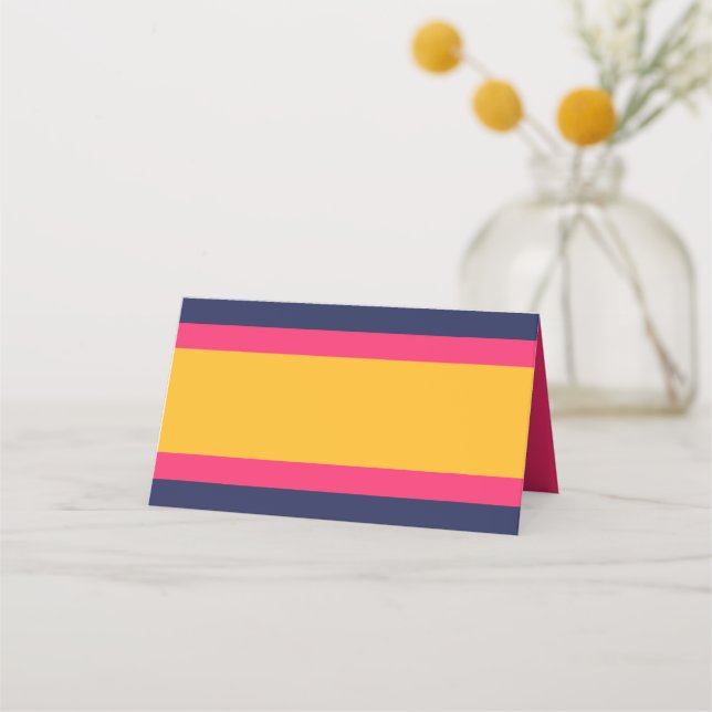 Lebhafter Farbblock Blau Rosa und Gelb Platzkarte (Vorderseite)