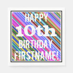 Lebhafter, farbenfroher 10. Geburtstag + Individue Serviette