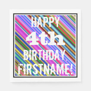 Lebhafter, farbenfroher 4. Geburtstag + Individuel Serviette