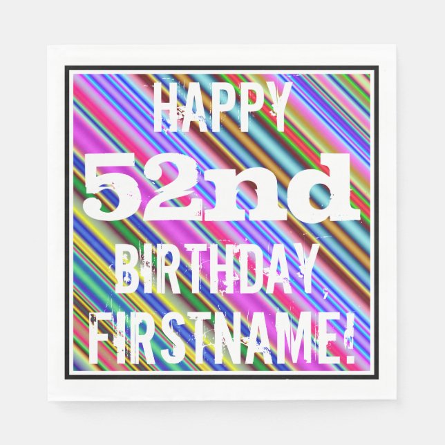 Lebhafter, farbenfroher 52. Geburtstag + Individue Serviette (Vorderseite)