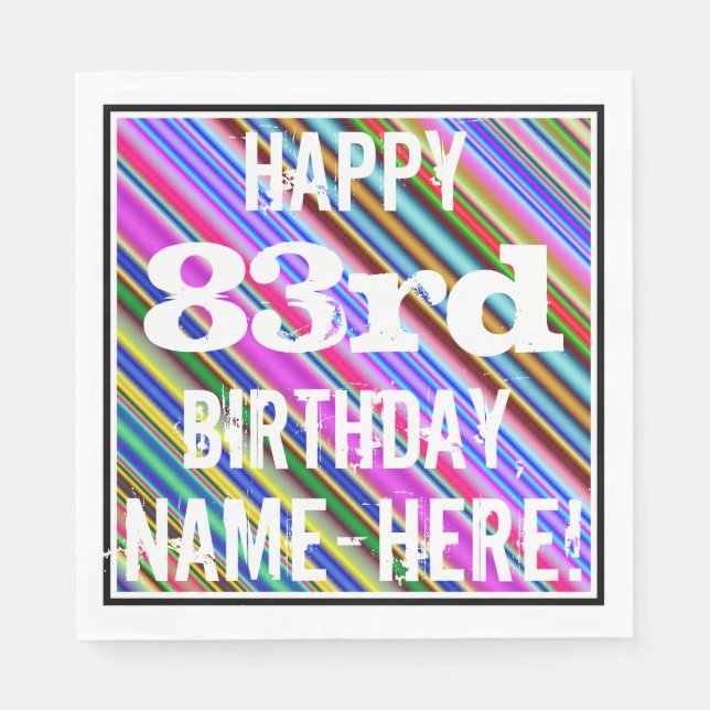 Lebhafter, farbenfroher 83. Geburtstag + Individue Serviette (Vorderseite)