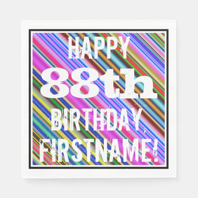 Lebhafter, farbenfroher 88. Geburtstag + Individue Serviette (Vorderseite)