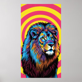 lebhafter, farbenfroher Löwe Poster