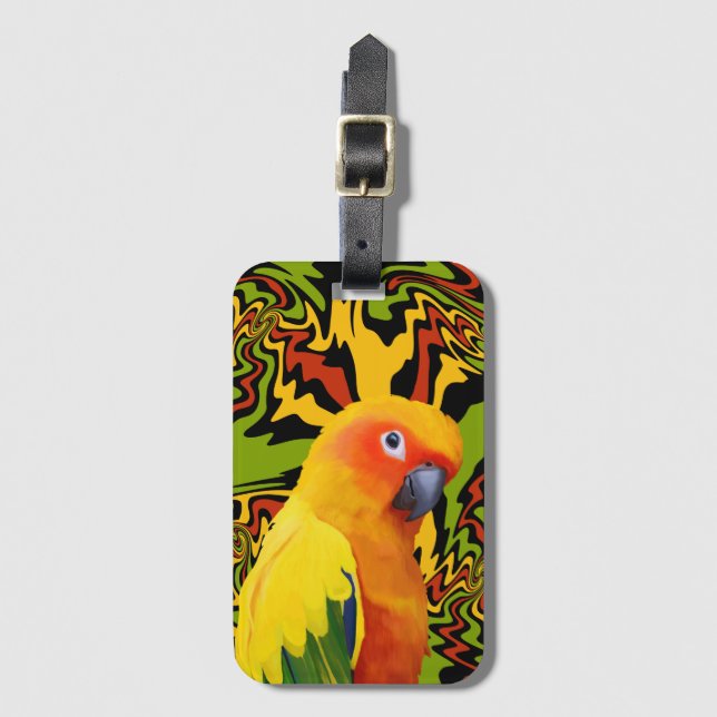 Lebhafter, farbenfroher Sonnencreme Gepäckanhänger (Vorderseite Vertikal)