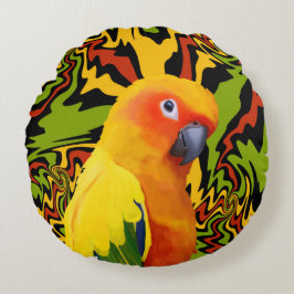 Lebhafter, farbenfroher Sonnencreme Rundes Kissen