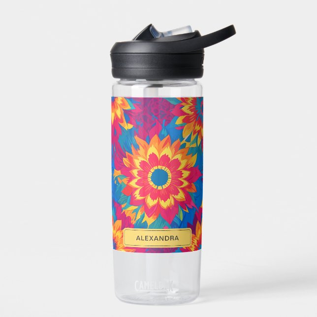 Lebhafter, farbenfroher Tropenblumenduft Trinkflasche (Links)