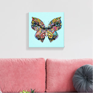 Lebhafter Farbschmetterling zeichnend Leinwanddruck