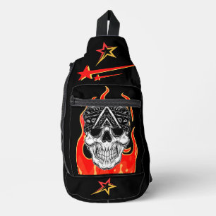 Lebhafter Feuerhintergrund geboren, um den Schädel Crossbody Bag