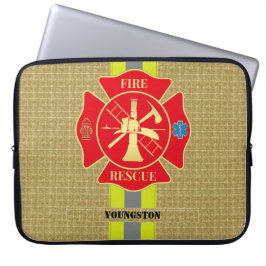 Lebhafter Feuerwehrmann Maltesische Kreuzkunst Laptopschutzhülle