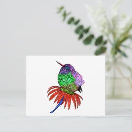 Lebhafter Fluffy Baby Hummingbird Postkarte