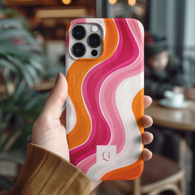 Lebhafter Fluss | Funky Retro Initial Monogram iPhone 16 Pro Max Hülle (Von Creator hochgeladen)