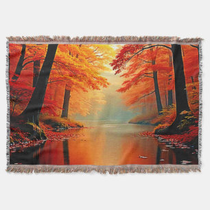 Lebhafter Fluss im Herbst Gold Design Decke