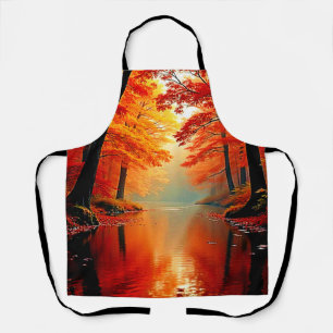 Lebhafter Fluss im Herbst Gold Design Schürze