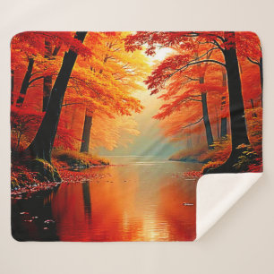 Lebhafter Fluss im Herbst Gold Design Sherpadecke