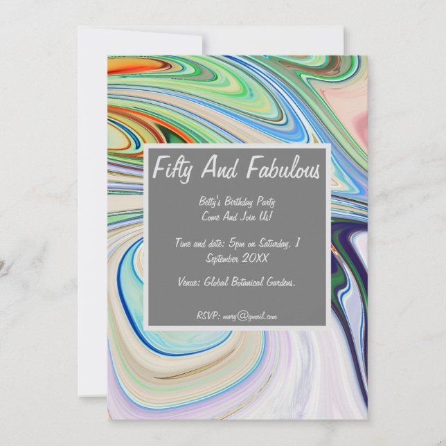 Lebhafter, flüssiger Marmor 50 und herrlicher Gebu Einladung (Vorderseite)