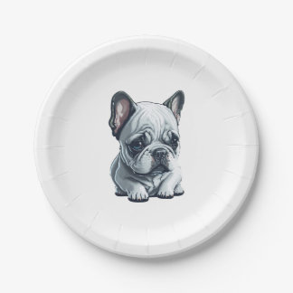 Lebhafter französischer Bulldogge Pappteller