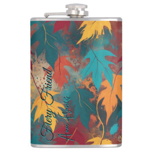 Lebhafter Freund Elegante Herbstreben Flachmann
