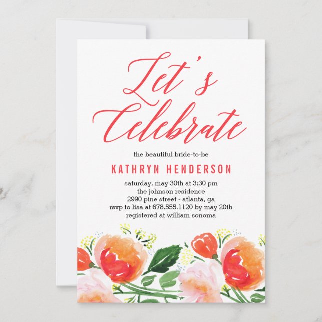 Lebhafter Garten Bridal Dusche Einladung (Vorderseite)