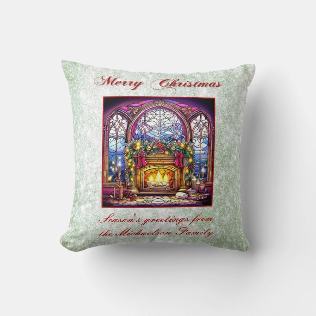 Lebhafter grüner Glitzer aus festem Glas, gemütlic Kissen (Vorderseite)