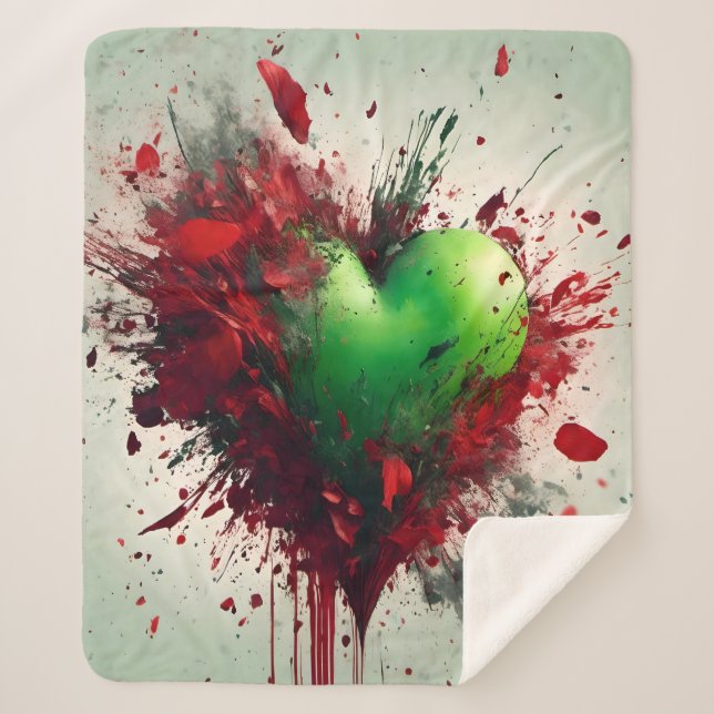 Lebhafter grüner Herzschlag Sherpadecke (Vorderseite)