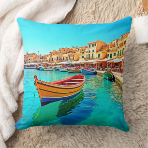 Lebhafter Hafen: mediterrane Bliss Kissen