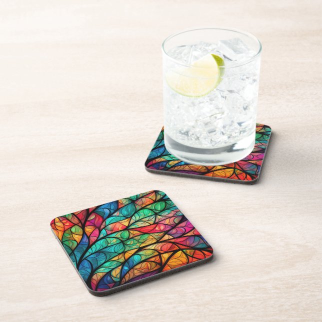 Lebhafter Hartglas-Foliage Getränkeuntersetzer (Rechte Seite)
