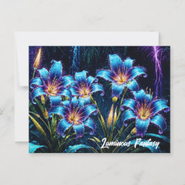 Lebhafter heller, blühender digitaler Fantasiegart Postkarte