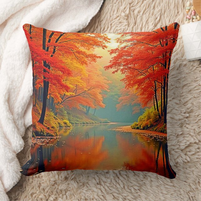 Lebhafter Herbstwald Kissen (Decke)