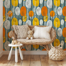 Lebhafter Herbstwald Modernes Baummuster Tapete