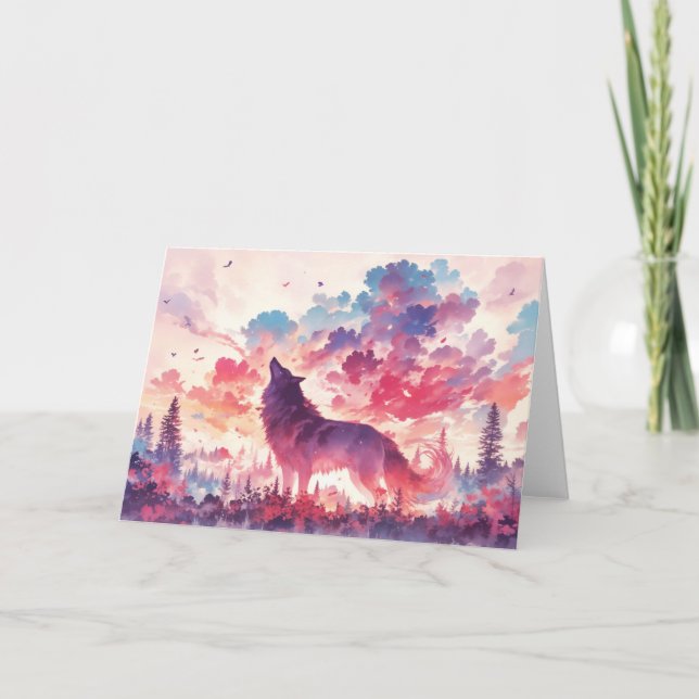 Lebhafter HerbstWolf im Wald Karte (Vorderseite)