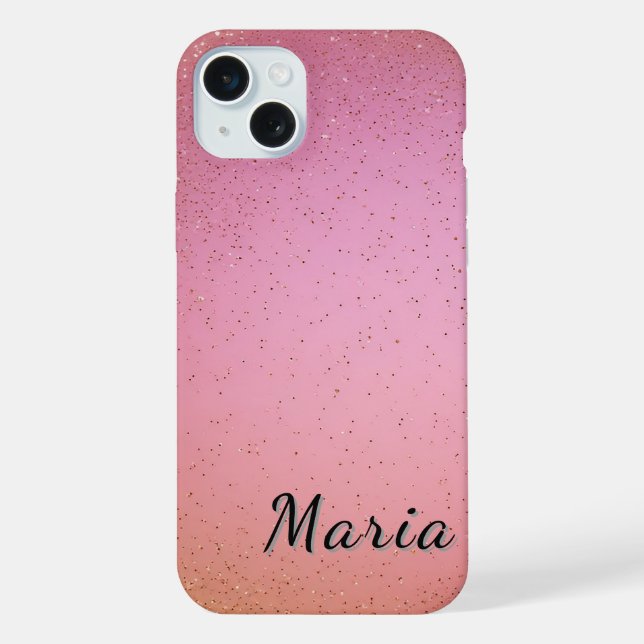 Lebhafter Hintergrund für Rosa und Glitterie iPhone 15 Plus Hülle (Rückseite)