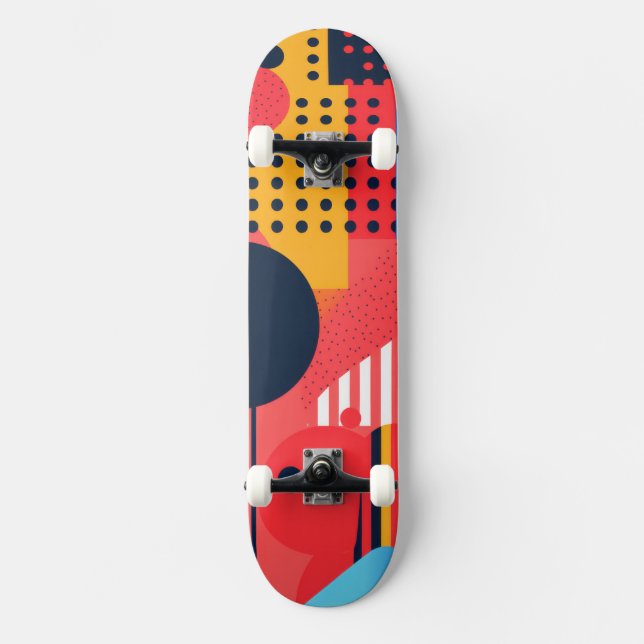 Lebhafter Hintergrund mit Kreisen Skateboard (Vorderseite)