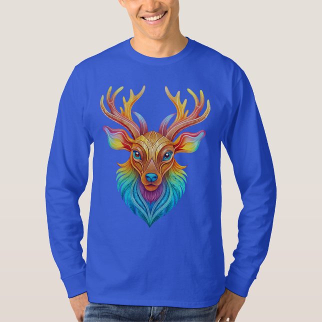 Lebhafter Hirschkopf T-Shirt (Vorderseite)