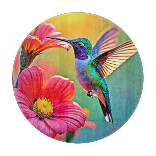 Lebhafter Hummingbird im Sunset Design Schneidebrett