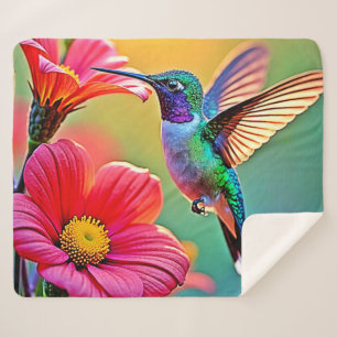 Lebhafter Hummingbird im Sunset Design Sherpadecke