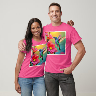 Lebhafter Hummingbird im Sunset Design T-Shirt