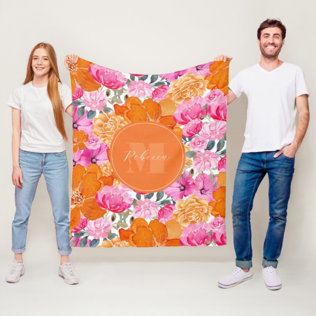 Lebhafter Individuelle Name in Rosa und Orange Blu Fleecedecke (Beispiel)