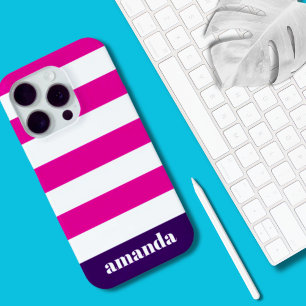 Lebhafter Individuelle Name mit rosa Streifen Case-Mate iPhone Hülle