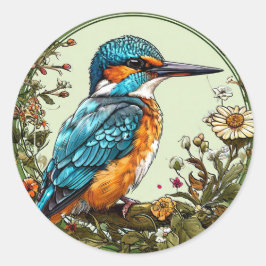 Lebhafter Kingfisher Bird Runder Aufkleber