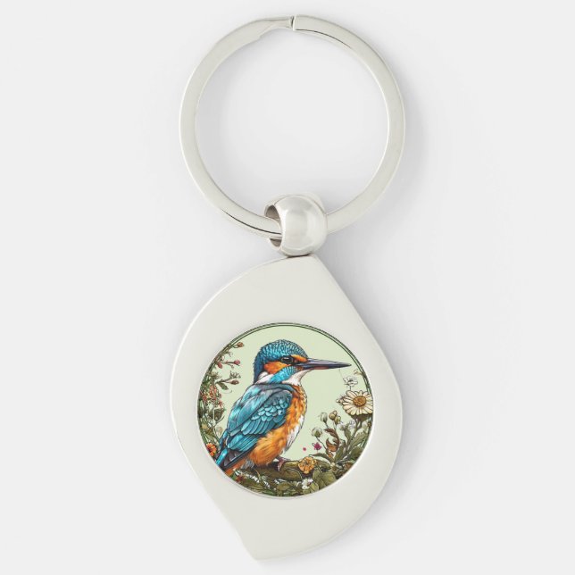 Lebhafter Kingfisher Bird Schlüsselanhänger (Vorderseite)
